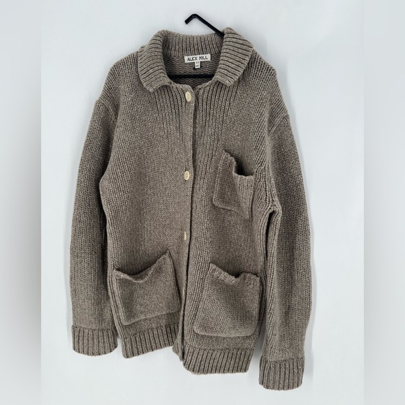 Alex Mill Sabine Collared Wool Blend Cardigan Sweater In Tiramis - Picture 3 of 8